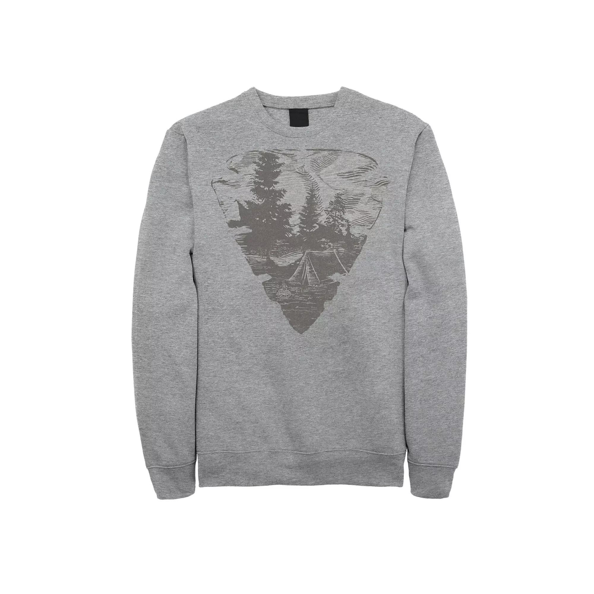 Men's Fifth Sun Arrowhead Camping Sketch Fill Sweatshirt, Size: Medium, Athletic Grey Product Image