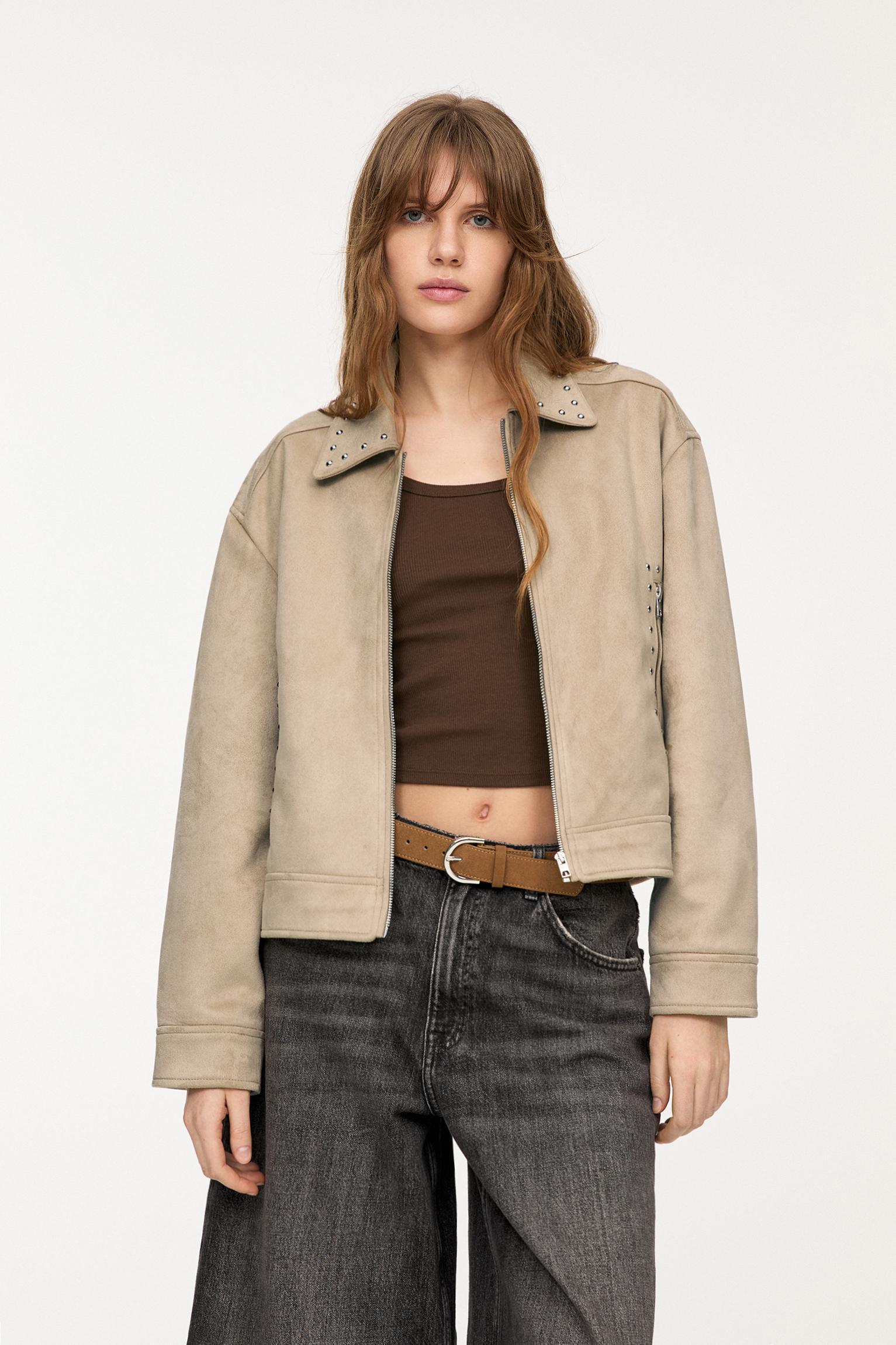 Studded faux suede jacket Product Image