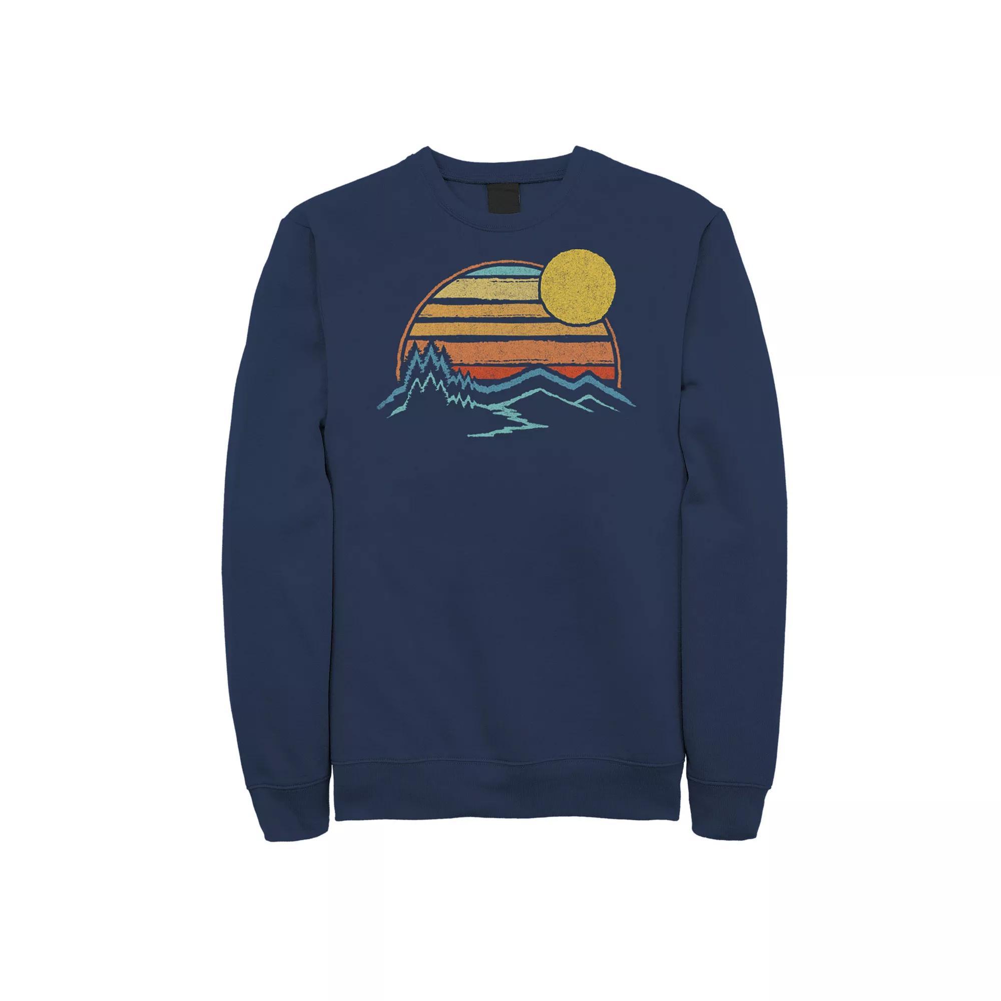 Men's Outdoor Sunset Mountains Color Fade Sweatshirt, Size: 3XL, Blue Product Image