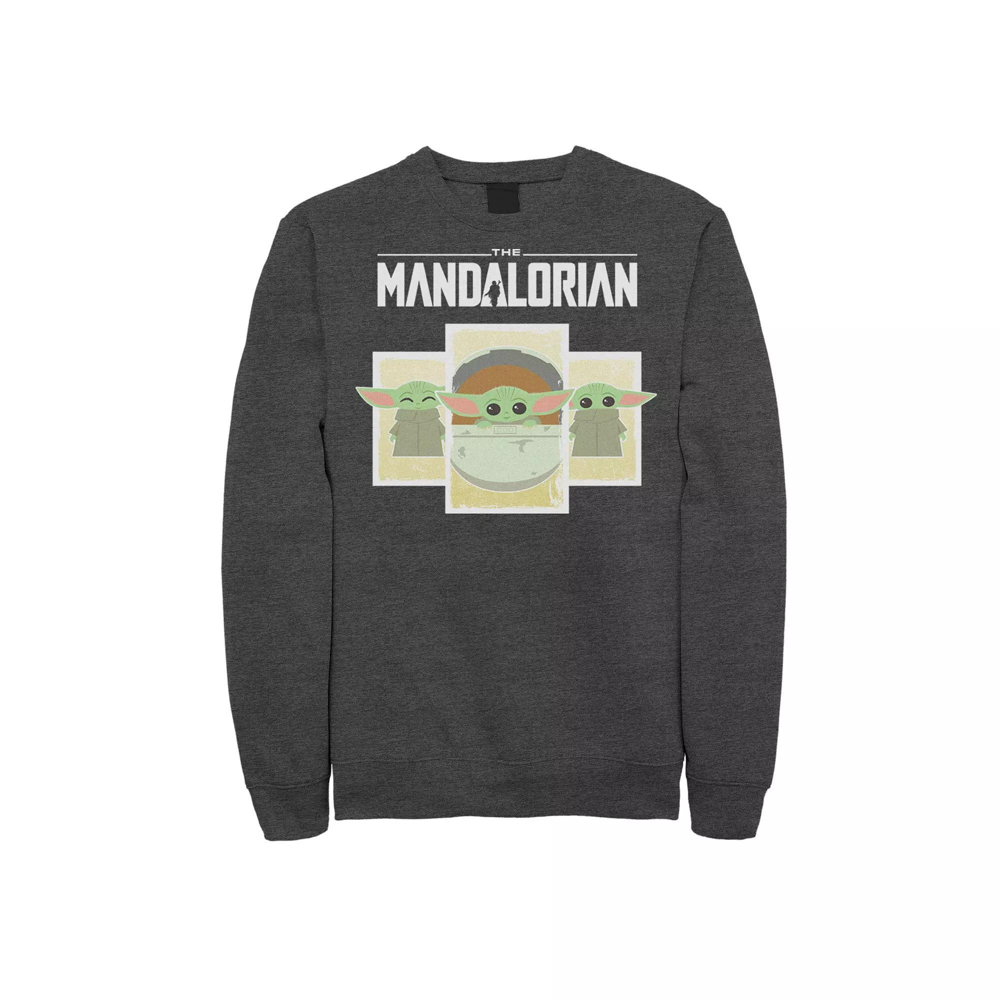 Men's Star Wars The Mandalorian The Child Cartoon Panels Sweatshirt, Size: Large, Blue Product Image
