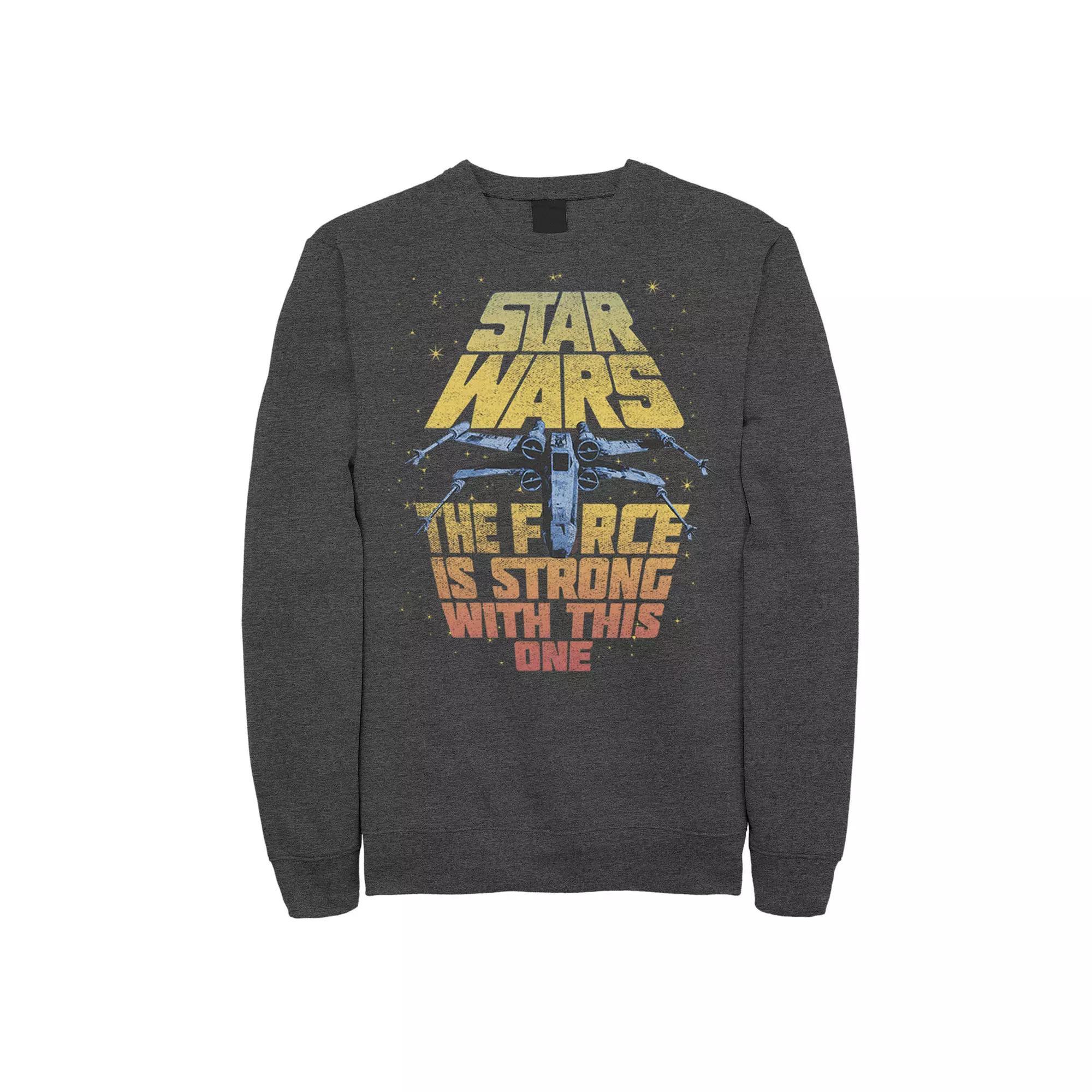 Mens Star Wars The Force Is Strong With This One Sweatshirt Grey Heather Product Image