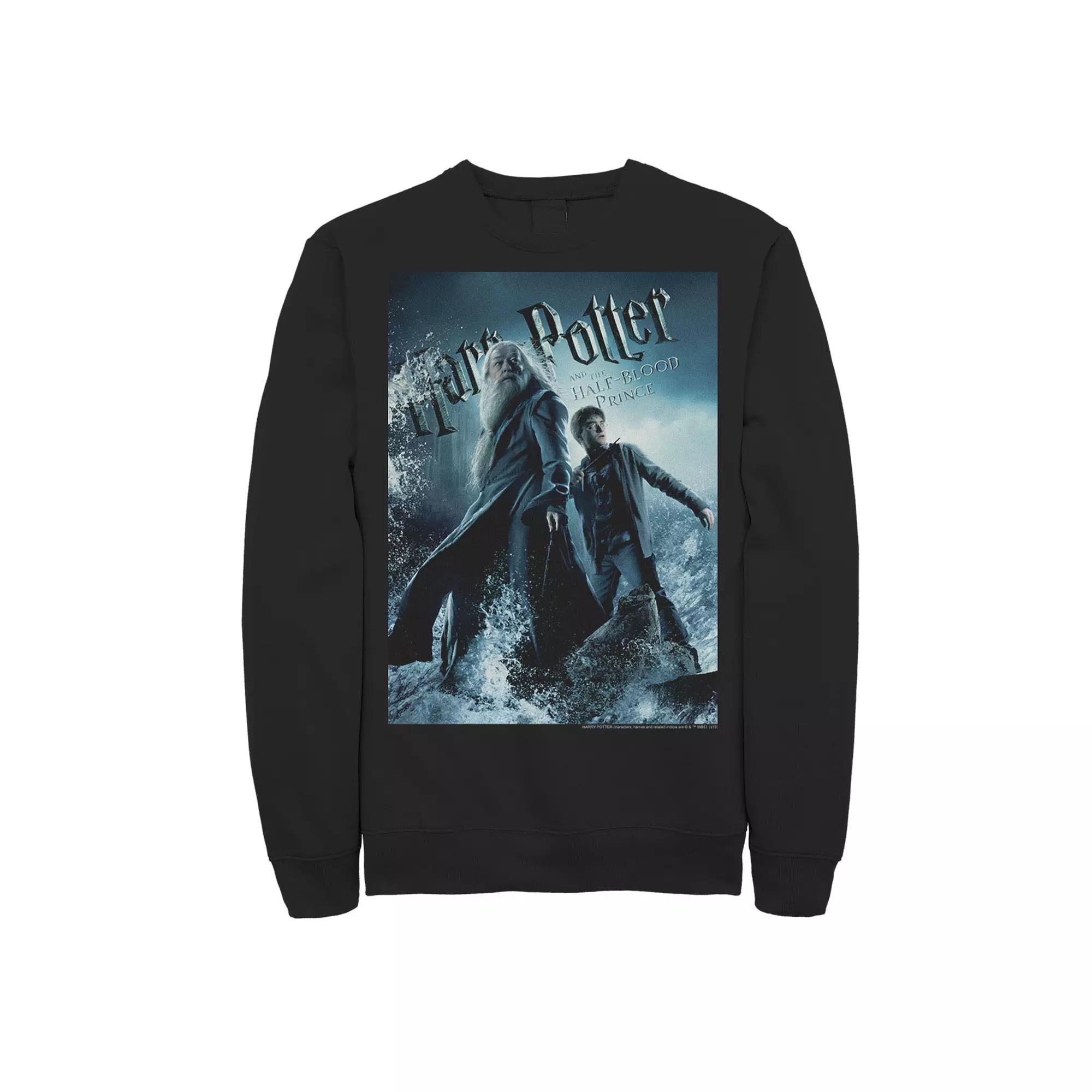 Men's Harry Potter Half-Blood Prince Dumbledore And Harry Poster Fleece Graphic Pullover, Size: Medium, Black Product Image