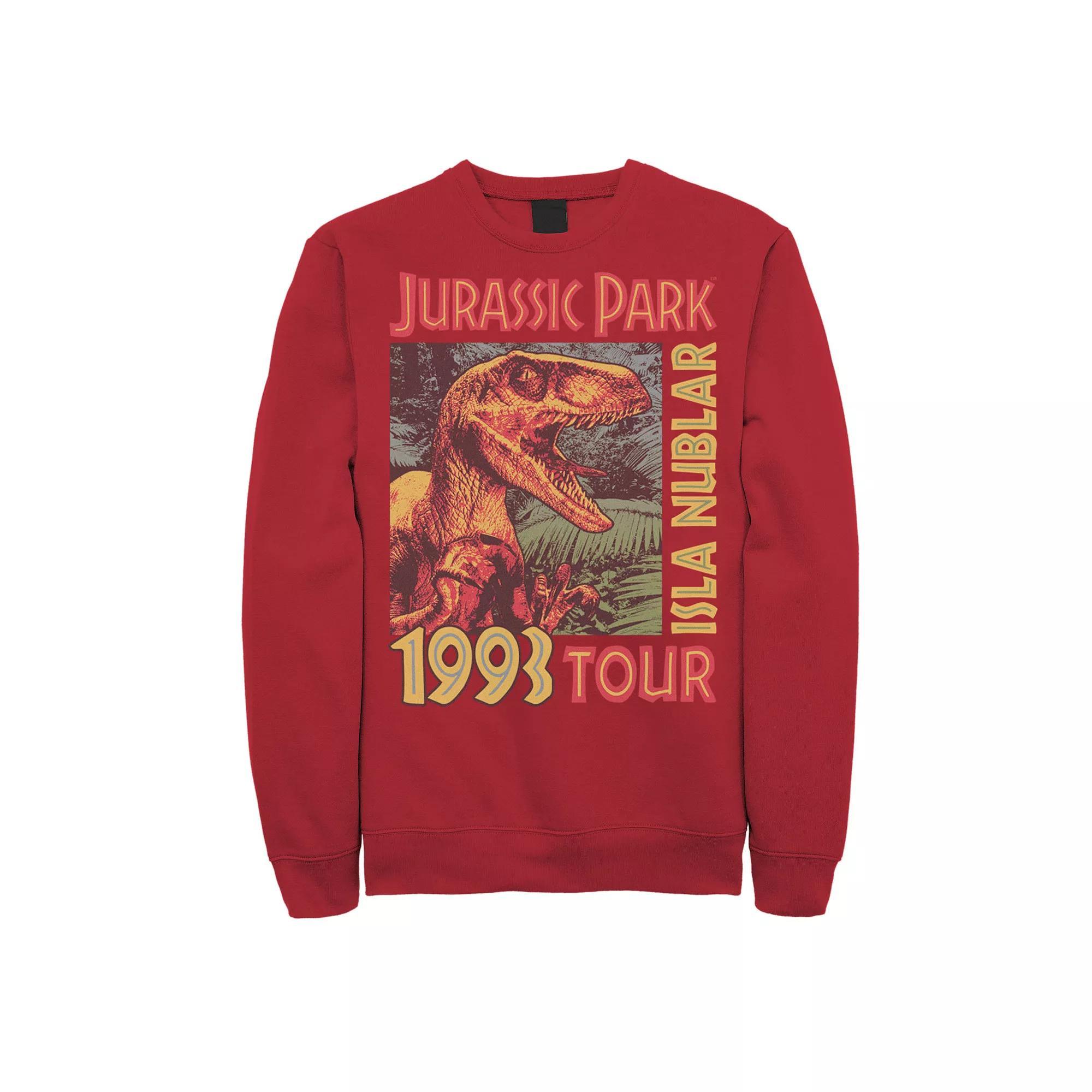 Men's Jurassic Park Isla Nublar 1993 Tour Poster Sweatshirt, Size: Medium, Athletic Grey Product Image