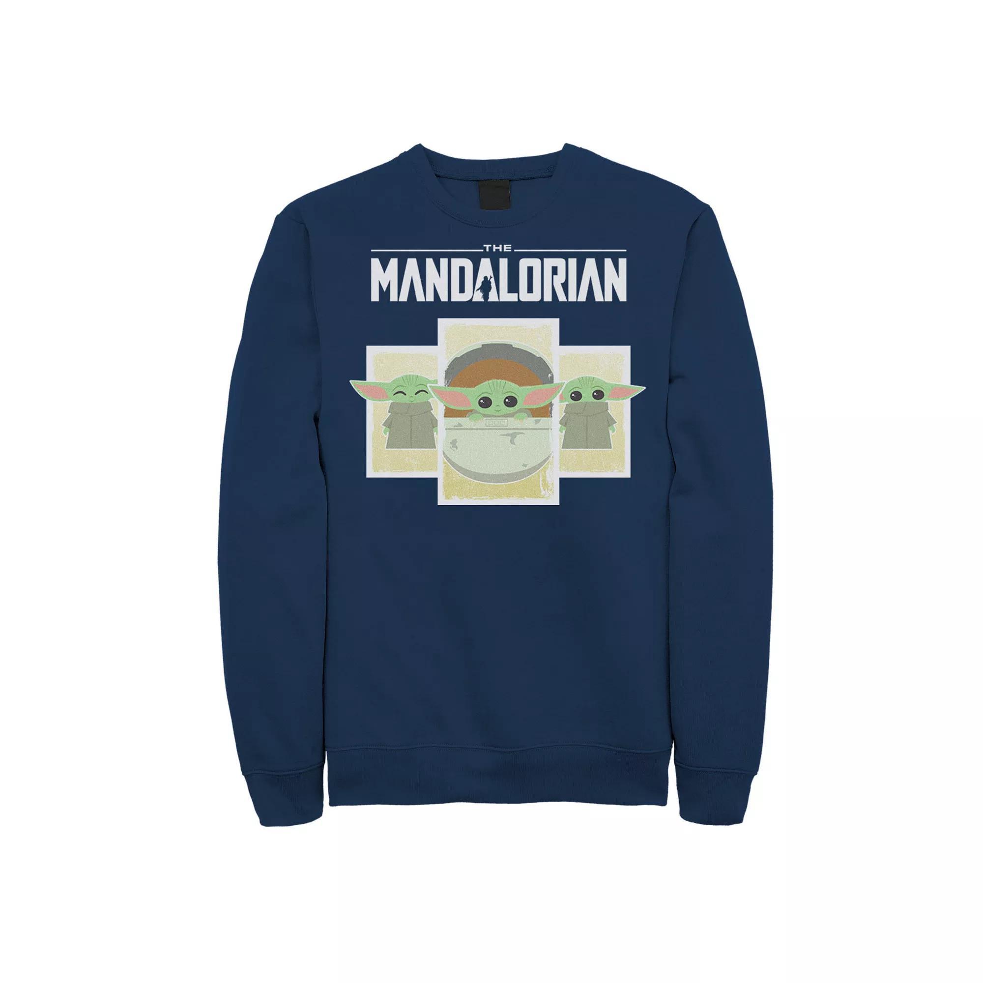 Men's Star Wars The Mandalorian The Child Cartoon Panels Sweatshirt, Size: Large, Blue Product Image