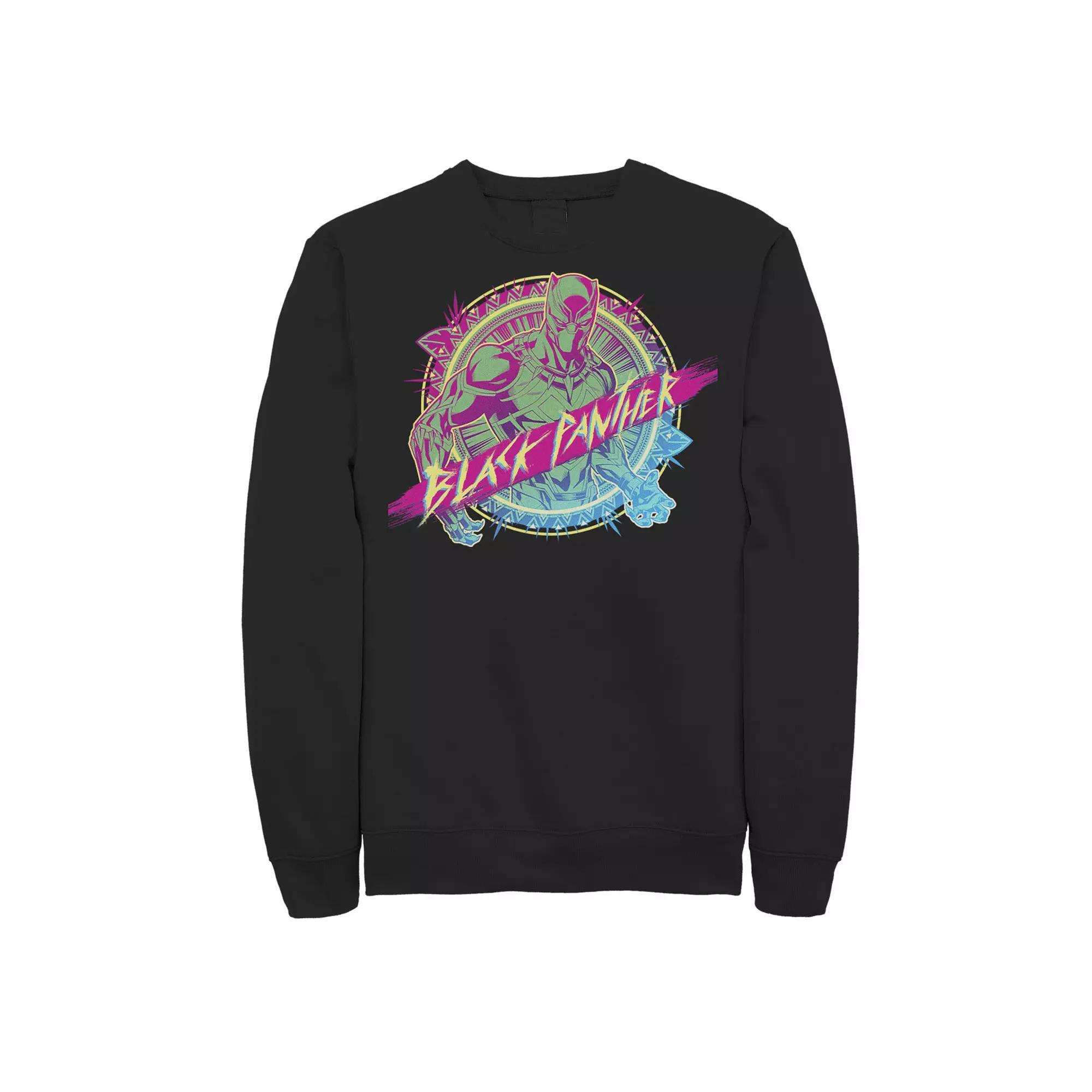 Men's Marvel Black Panther Neon Paint Splatter Sweatshirt, Size: XXL Product Image