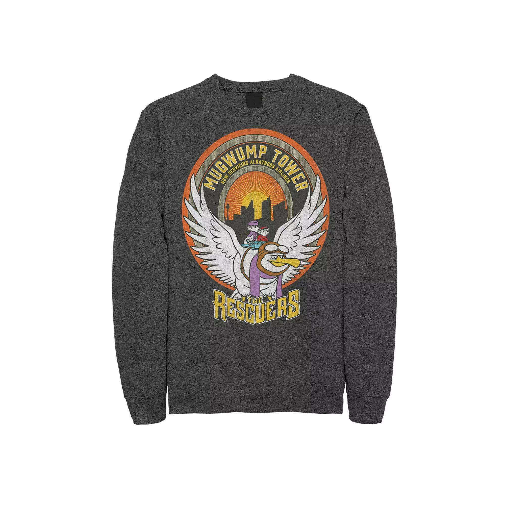 Disneys The Rescuers Mens Mugwump Tower Albatross Airlines Sweatshirt Grey Heather Product Image