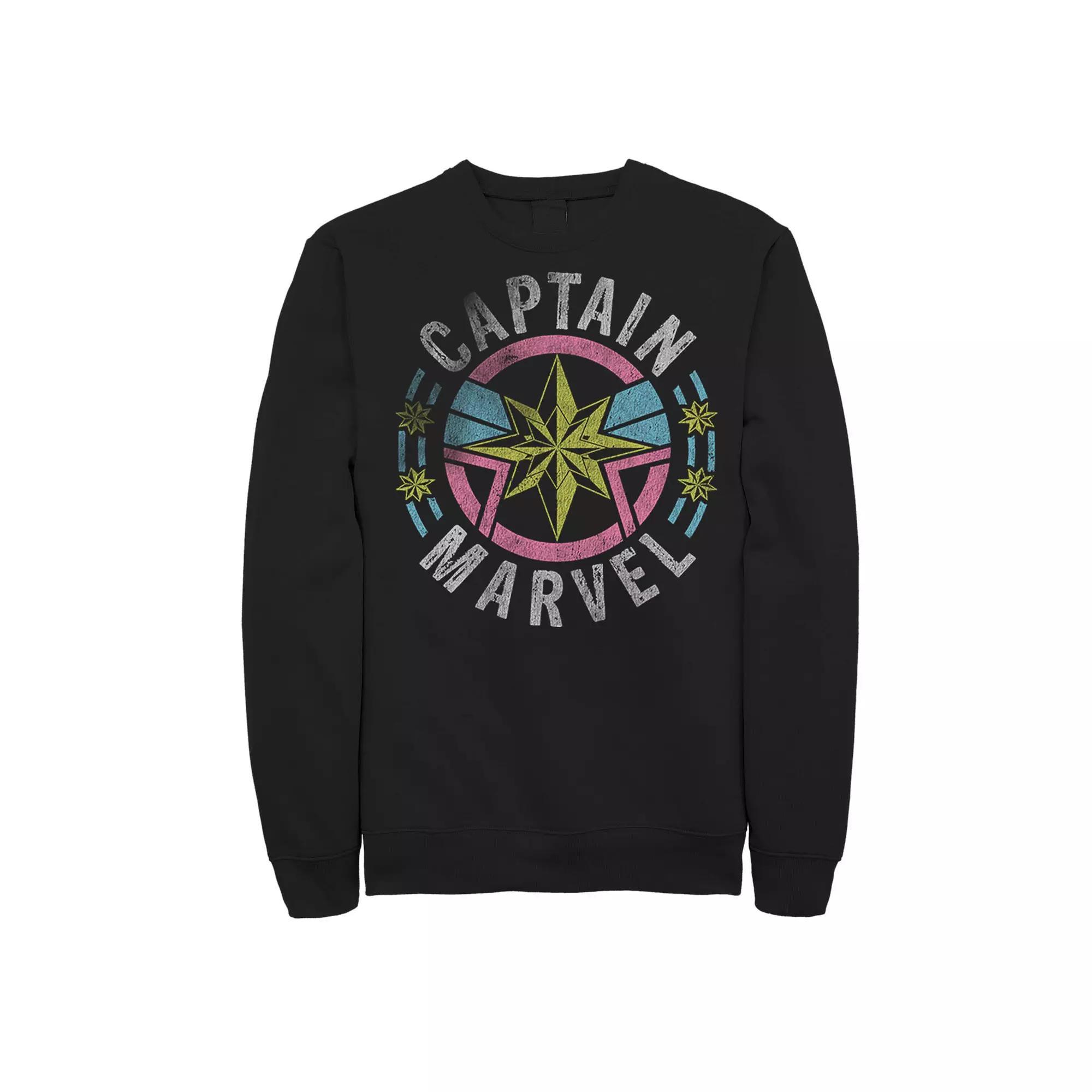 Men's Marvel Captain Marvel '90s Style Logo Sweatshirt, Size: 3XL, Black Product Image