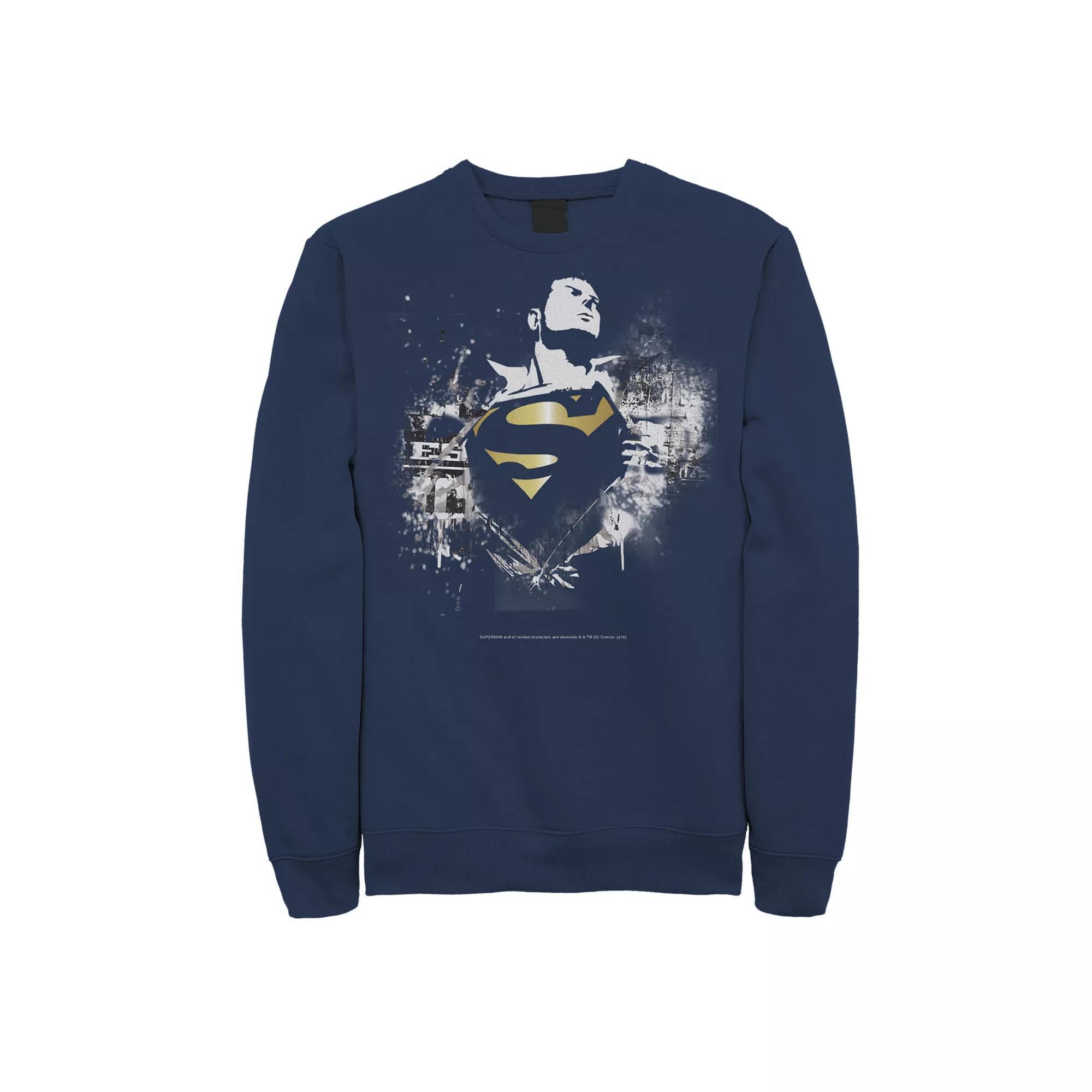 Men's DC Comics Superman Torn Shirt Poster Sweatshirt, Size: Medium, Blue Product Image