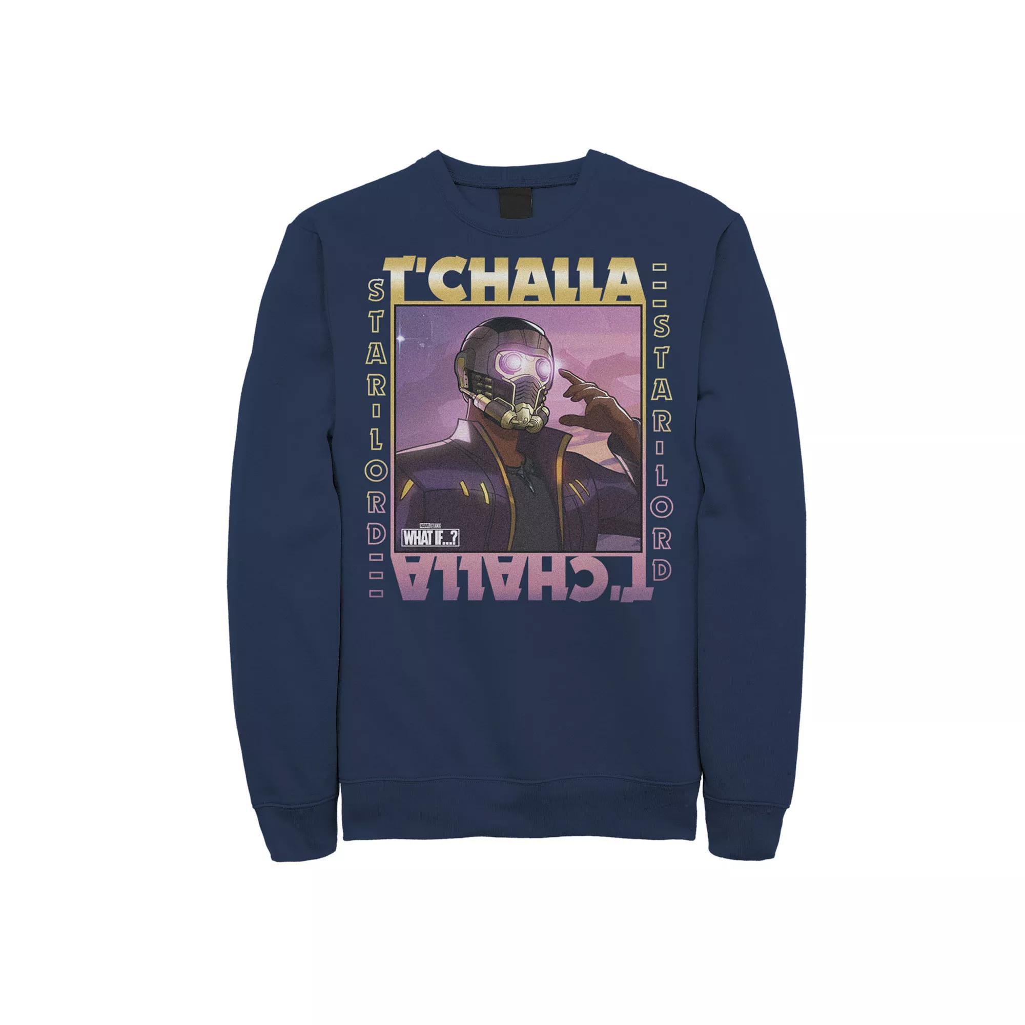 Men's Marvel What If T'Challa Star Lord Poster Sweatshirt, Size: XXL, Blue Product Image