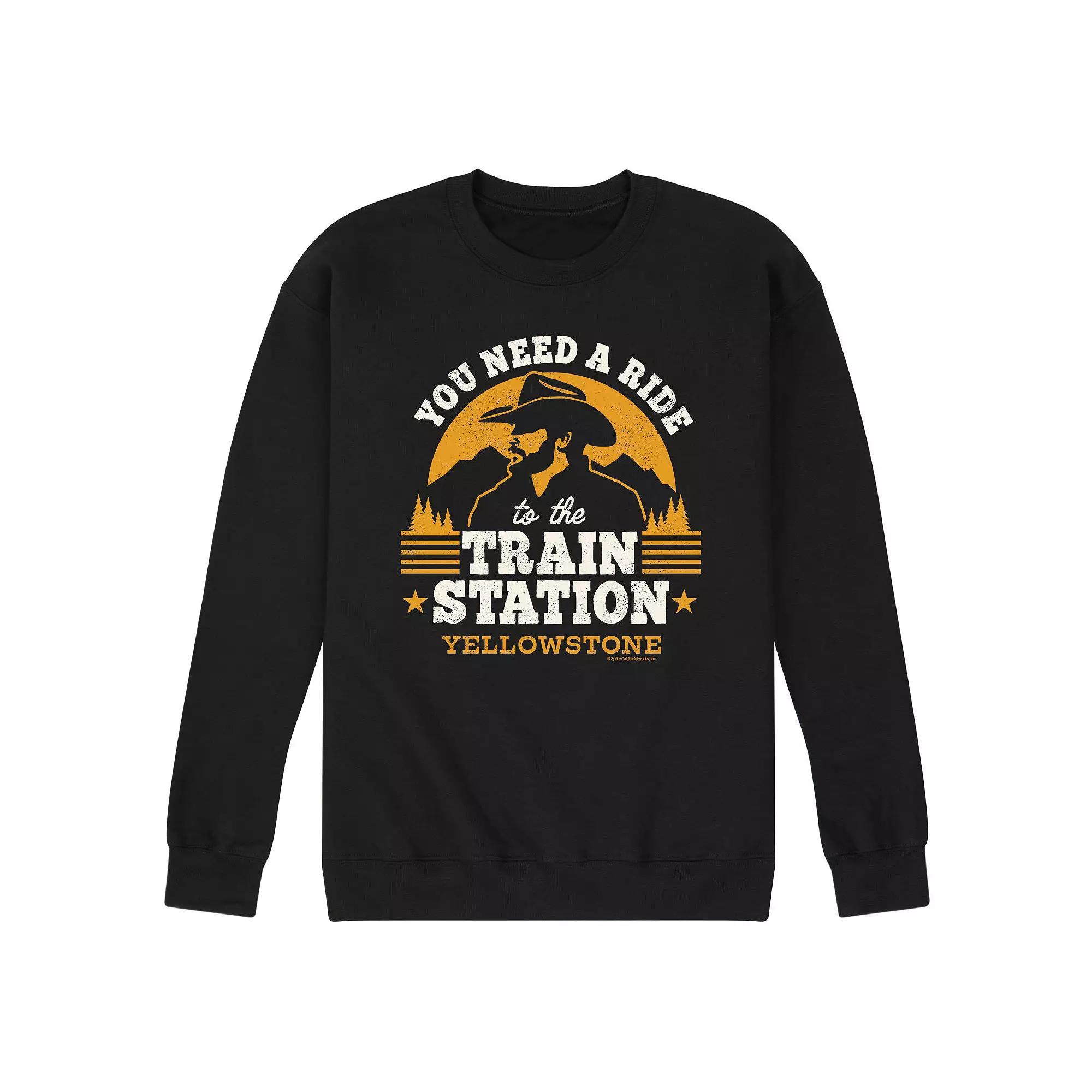 Men's Yellowstone Train Station Sweatshirt, Size: XL, Black Product Image