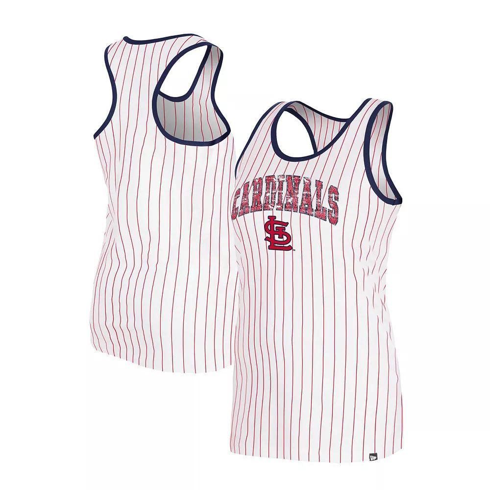 Women's New Era White St. Louis Cardinals Sequin Pinstripe Racerback Tank Top, Size: Medium Product Image