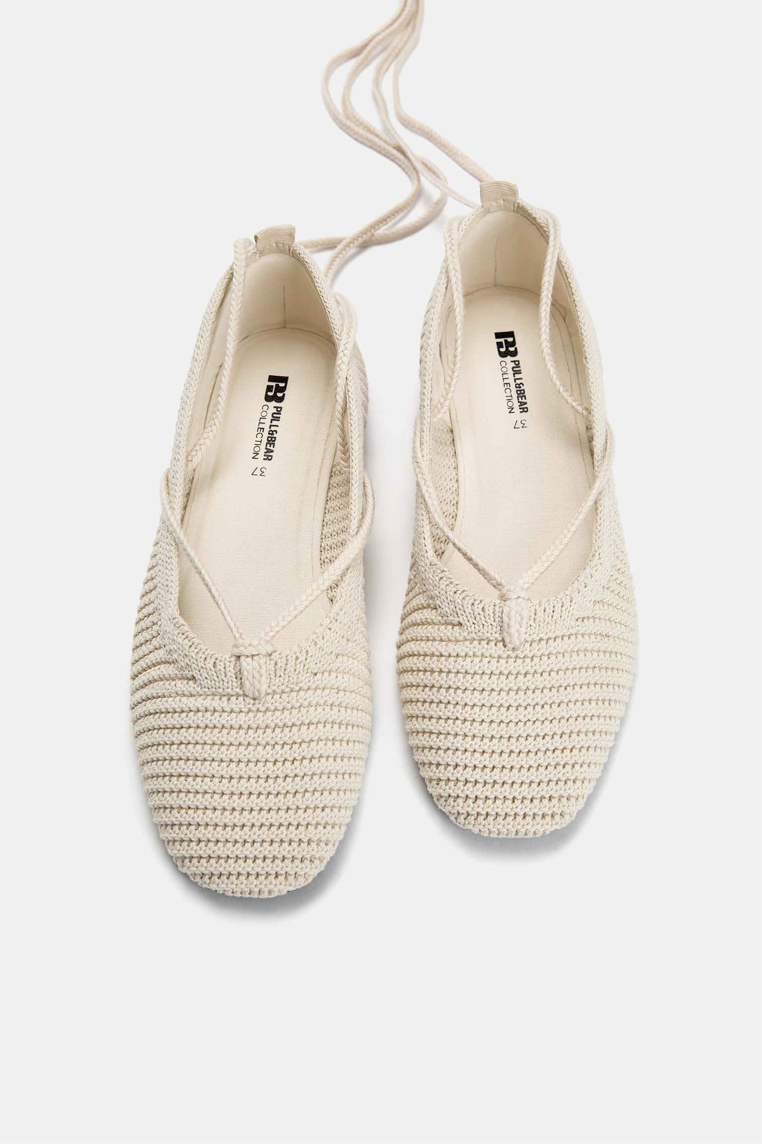 Crochet ballerinas with tie detail Product Image