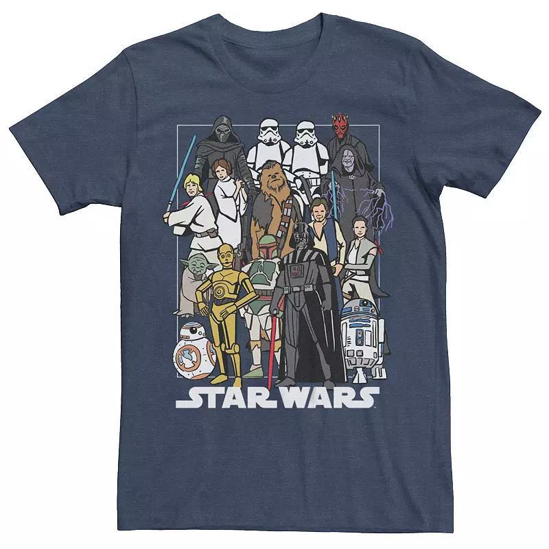 Men's Star Wars Group Characters Color Graphic Tee, Size: XXL, Navy Grey Product Image