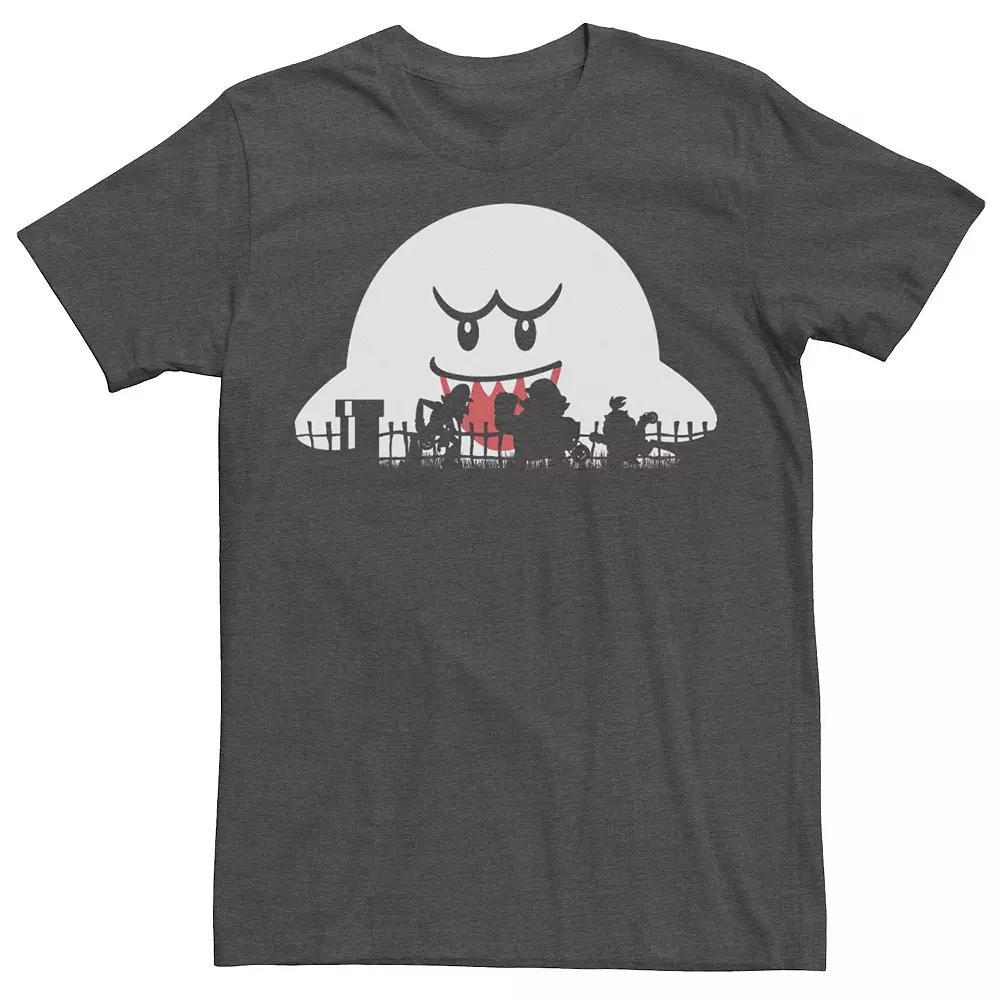 Men's Super Mario Boo Trick Or Treat Halloween Silhouette Tee, Size: XXL, Grey Heather Product Image