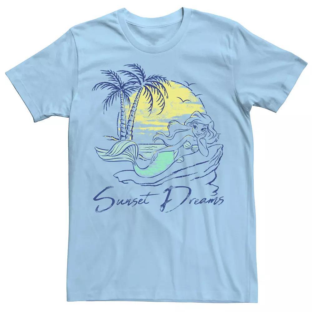 Men's Disney Princess Ariel Sunset Dreams Sketch Tee, Size: 3XL, Light Blue Product Image