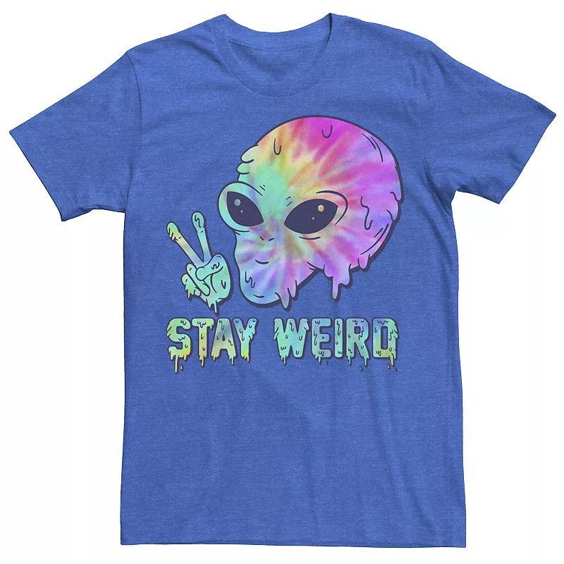 Men's Tye Dye Alien Peace Stay Weird Tee, Size: XXL, Royal Grey Product Image