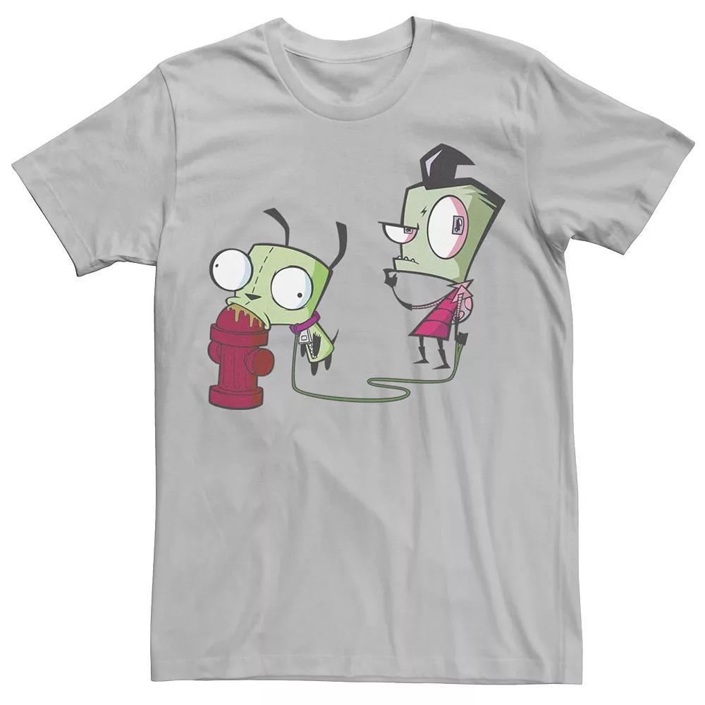 Mens Nickelodeon Invader Zim Walking Gir Fire Hydrant Portrait Graphic Tee Kelly Grey Product Image