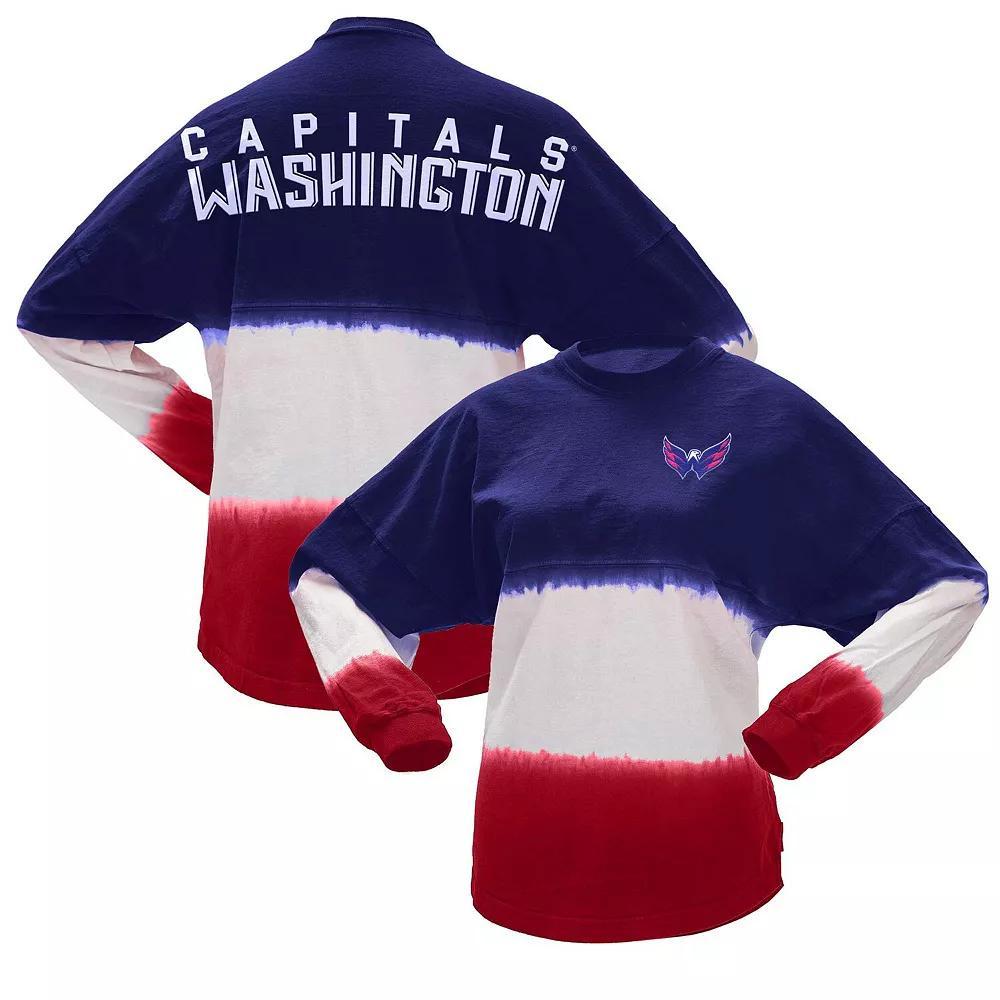 Women's Fanatics Branded Navy/Red Washington Capitals Ombre Long Sleeve T-Shirt, Size: Small, Blue Product Image
