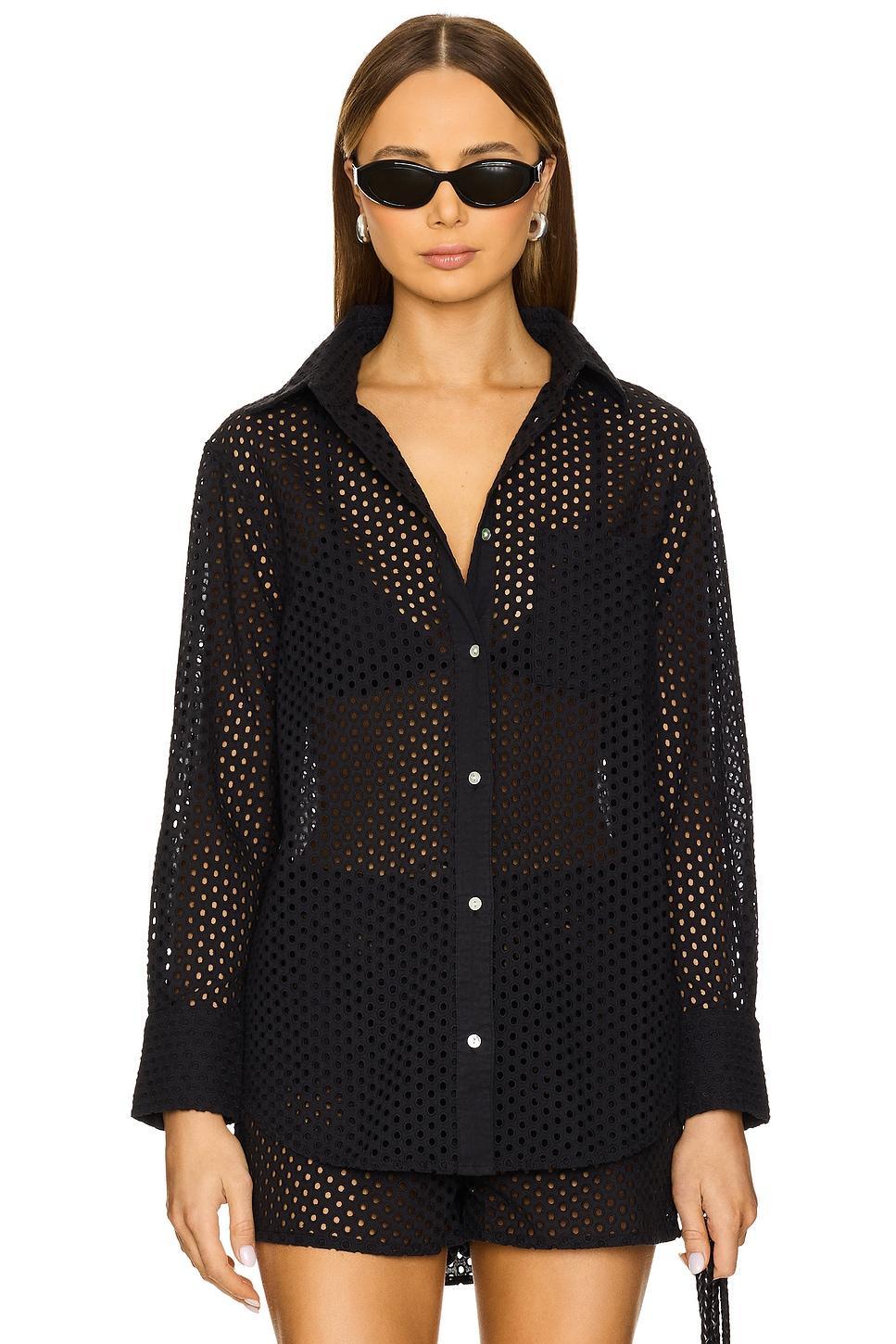 Bronte Button Down Top Solid & Striped Product Image