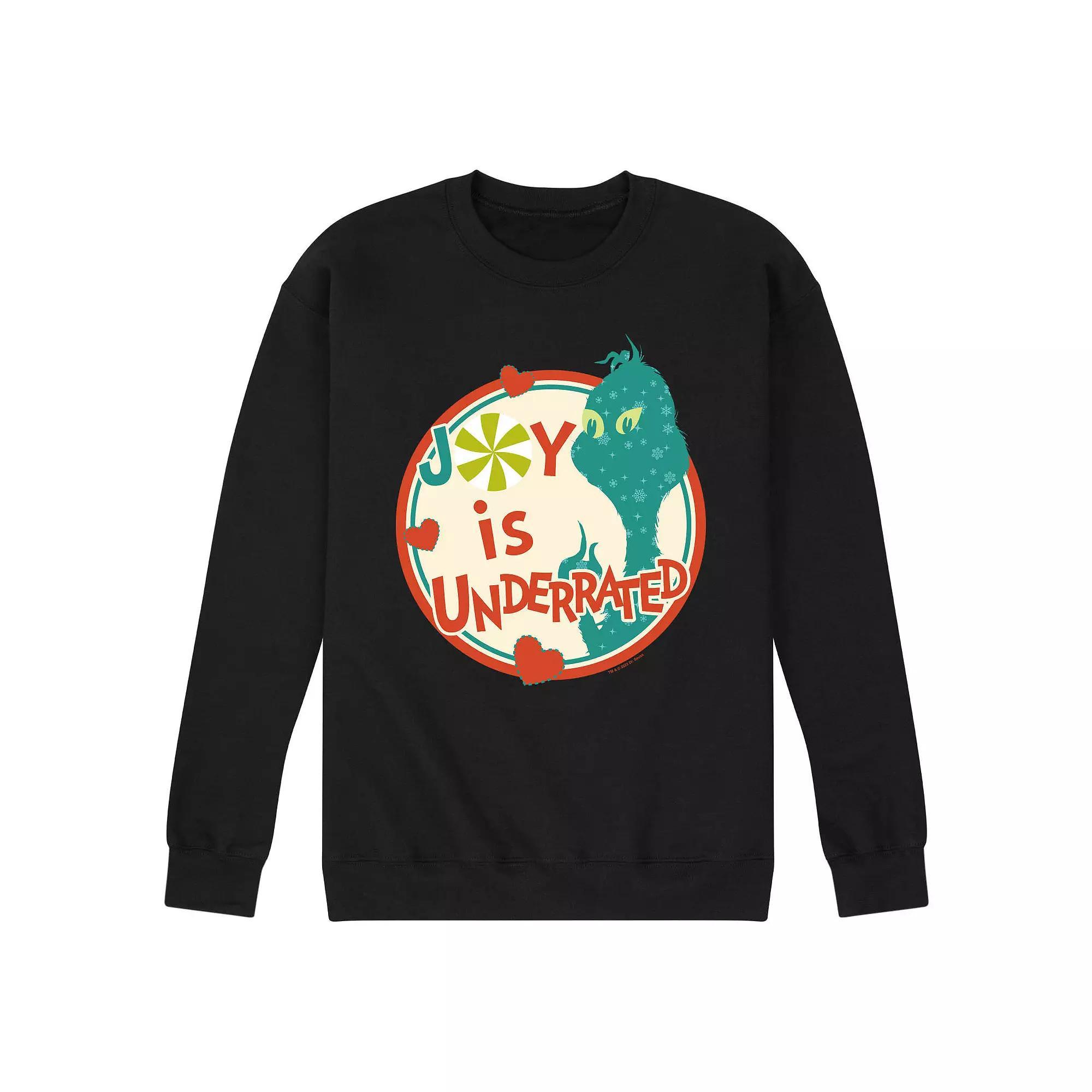 Mens Dr. Seuss The Grinch Joy Is Underrated Fleece Sweatshirt Product Image