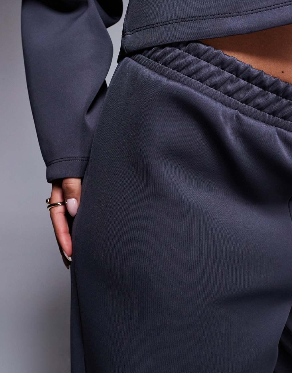 ASOS DESIGN scuba wide leg sweatpants in slate gray - part of a set Product Image