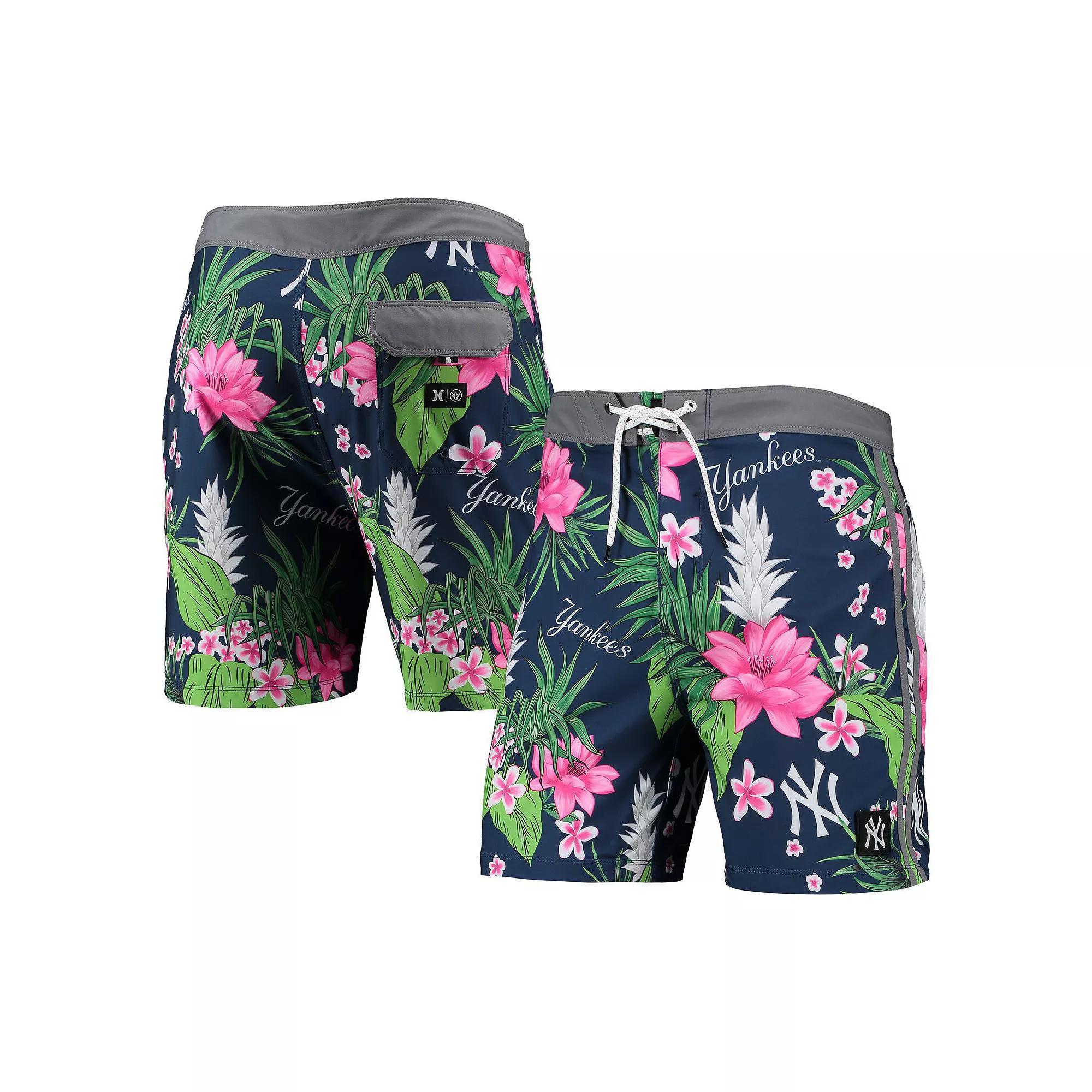 Men's Hurley x '47 Navy New York Yankees Phantom Tailgate Swim Shorts, Size: 31, Blue Product Image