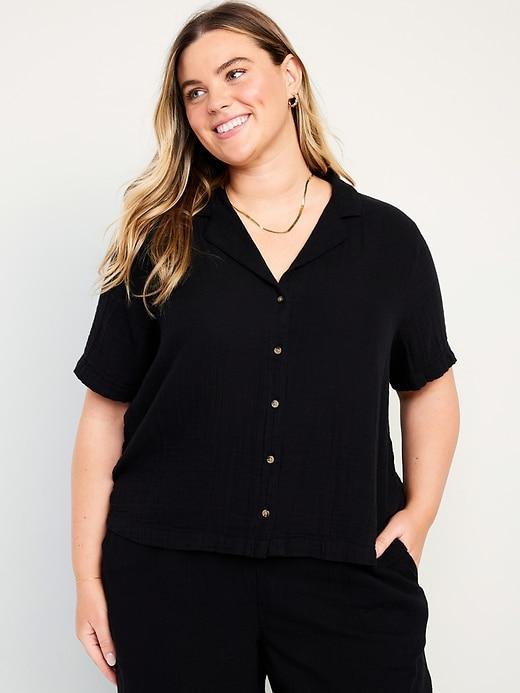 Crinkle Gauze Button-Down Shirt Product Image