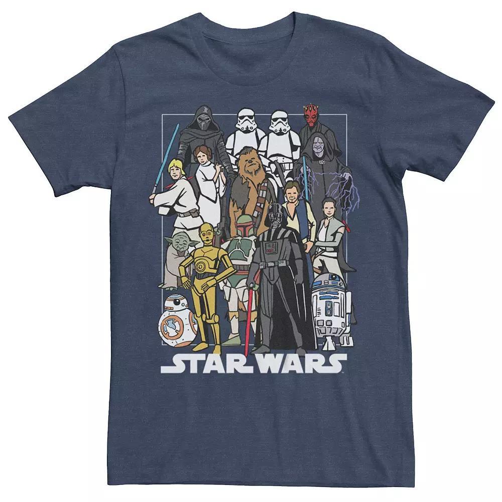 Men's Star Wars Group Characters Color Graphic Tee, Size: XXL, Navy Grey Product Image