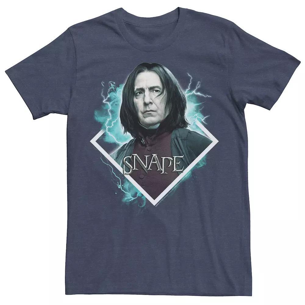 Men's Harry Potter Snape Blue Lightning Character Portrait Graphic Tee, Size: Small, Grey Product Image