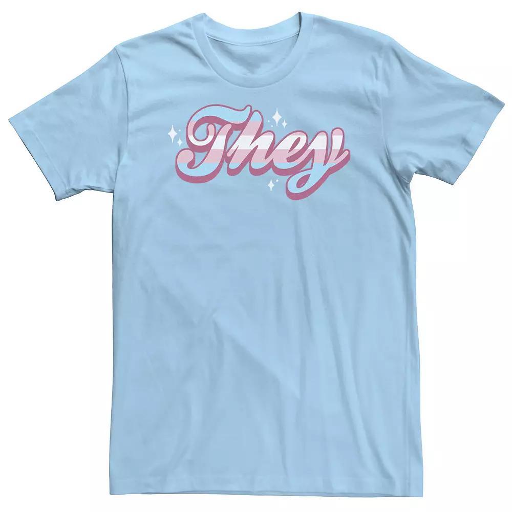Big & Tall They Colorful Striped Text Tee, Mens Athletic Grey Product Image