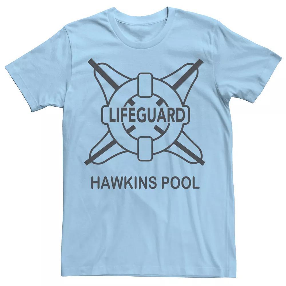 Men's Netflix Stranger Things Hawkins Pool Lifeguard Logo Tee, Size: 3XL, Light Blue Product Image