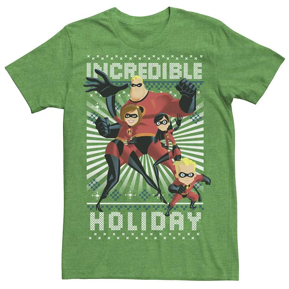 Mens Disney Pixar Incredibles Holiday Tee Kelly Grey Product Image