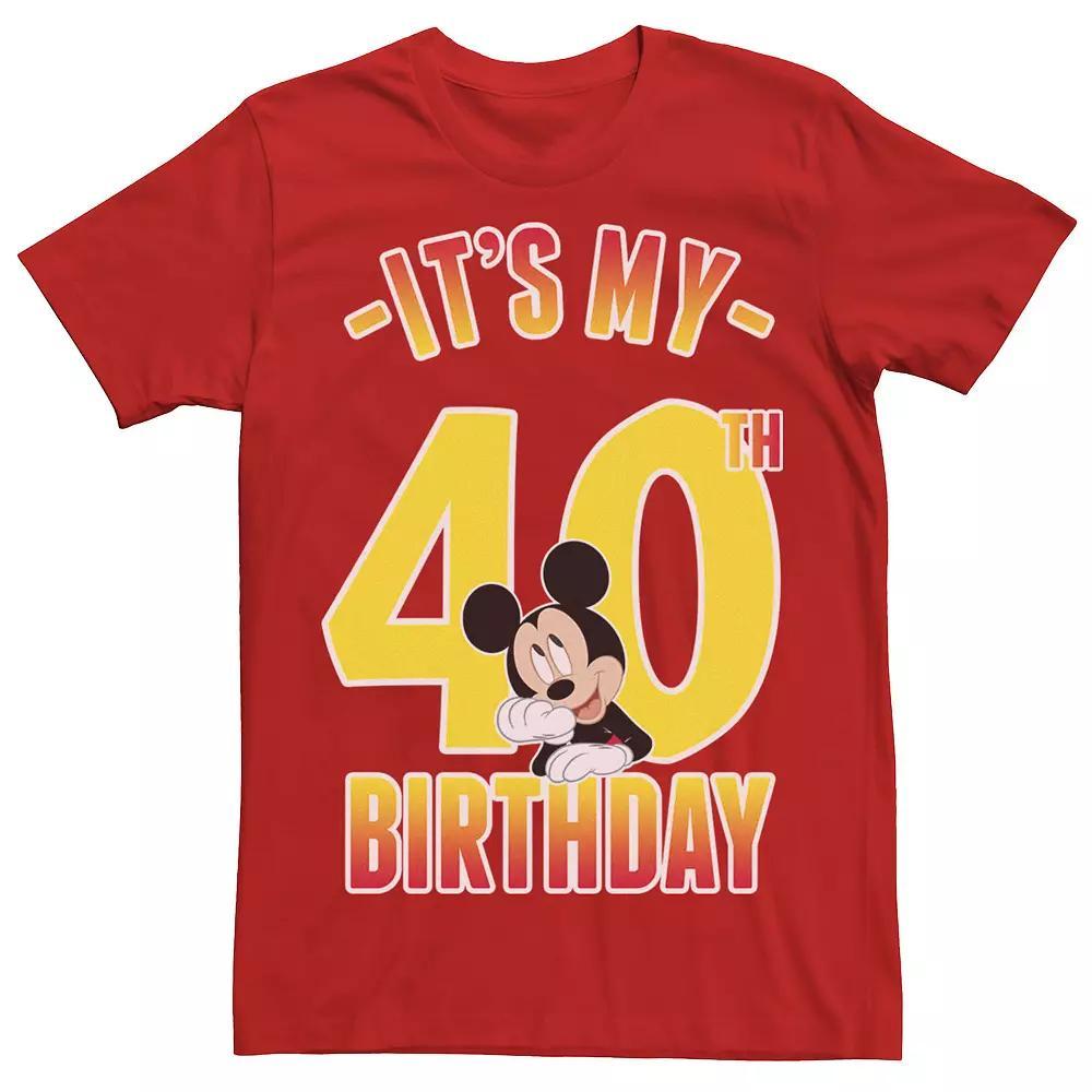 Disney's Mickey Mouse It's My 40th Birthday Men's Gradient Portrait Tee, Size: XL, Red Product Image