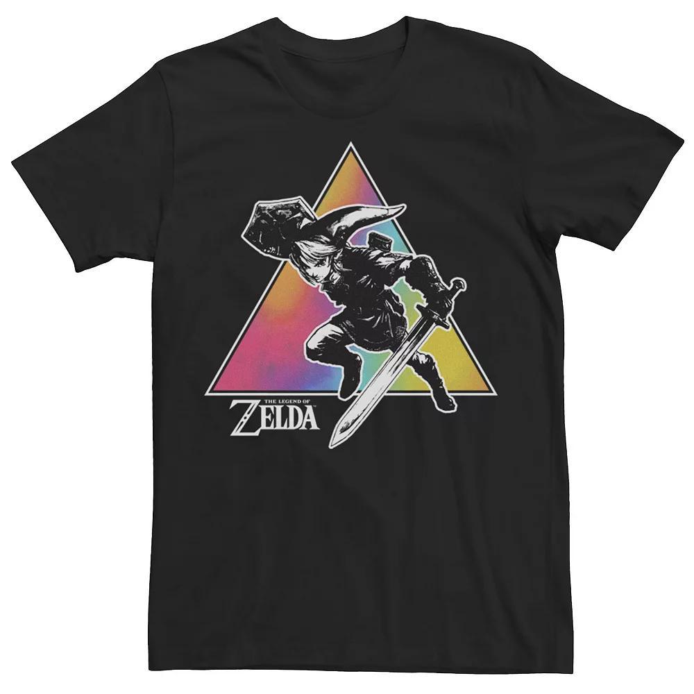 Men's Zelda Link Tie Dye Triangle Portrait Tee, Size: Medium, Black Product Image