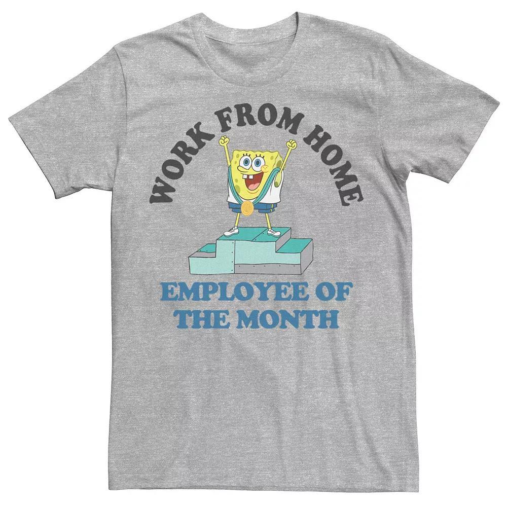 Men's SpongeBob SquarePants Work From Home Employee Of The Month Tee, Size: Medium, Athletic Grey Product Image