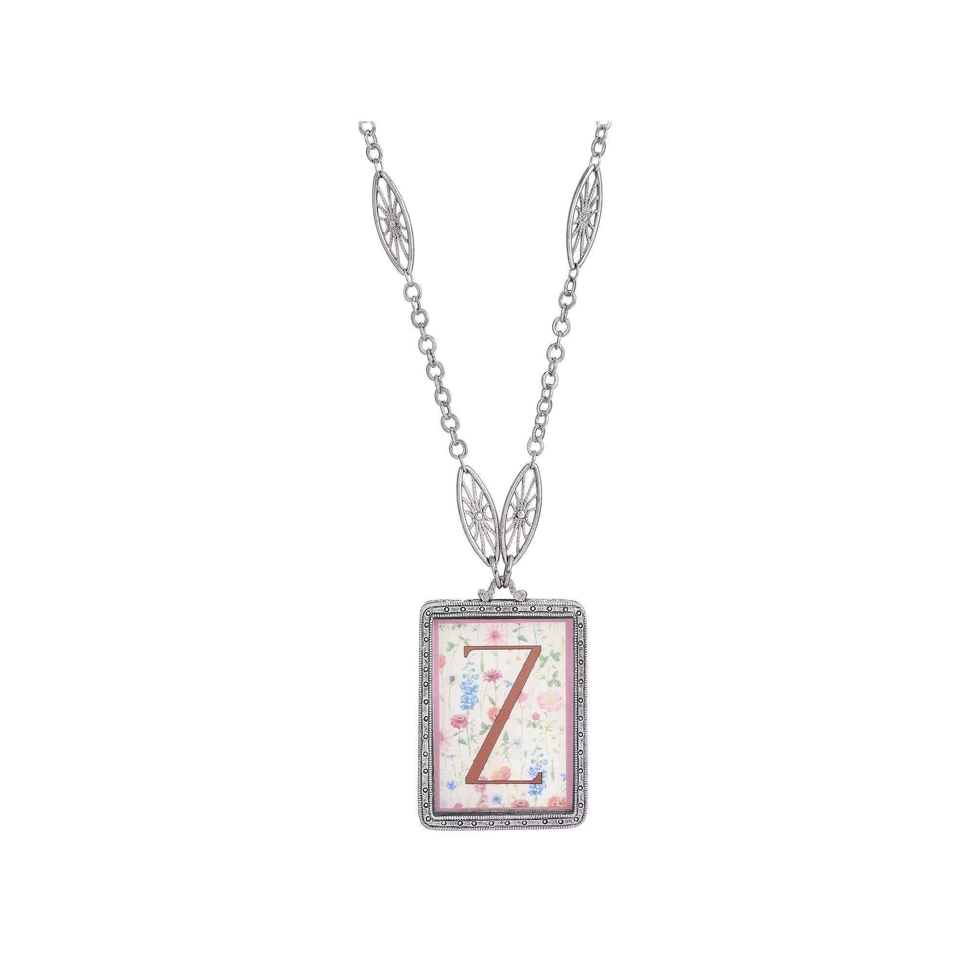 1928 Floral Motif Initial Pendant, Women's, G Product Image