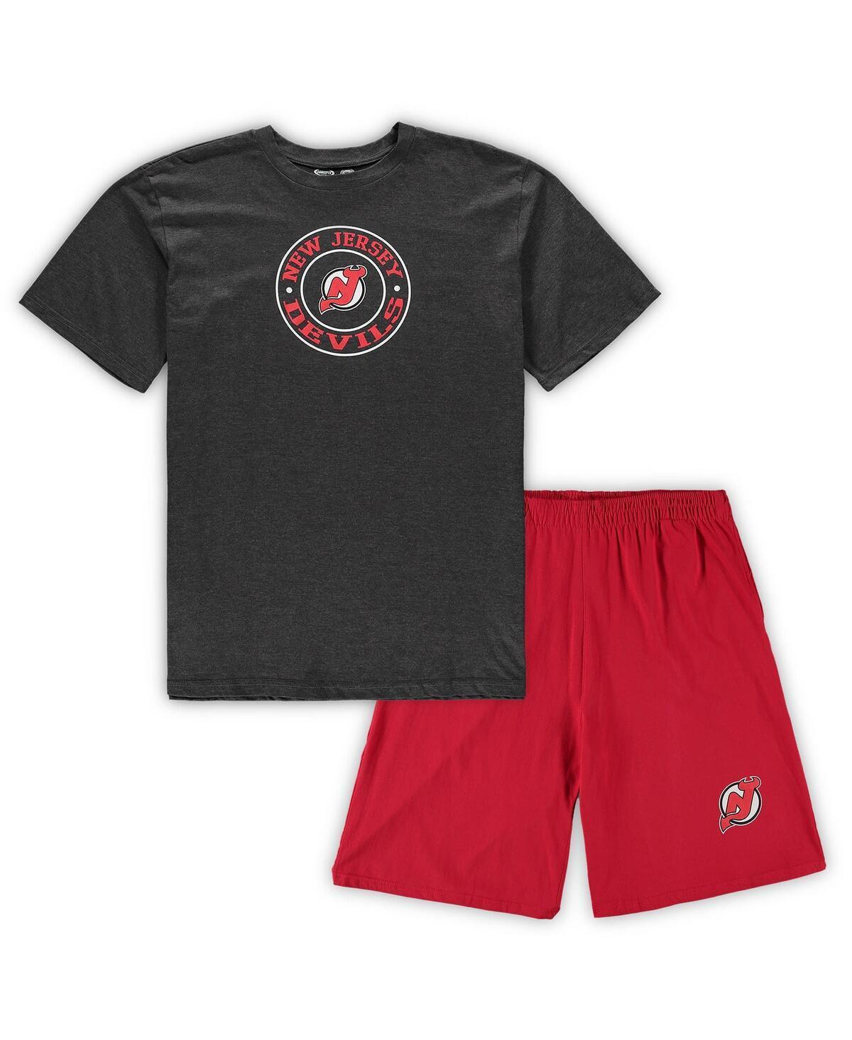Men's Concepts Sport Red/Heathered Charcoal New Jersey Devils Big & Tall T-Shirt & Shorts Sleep Set, Size: XLT, Nhl Red Product Image