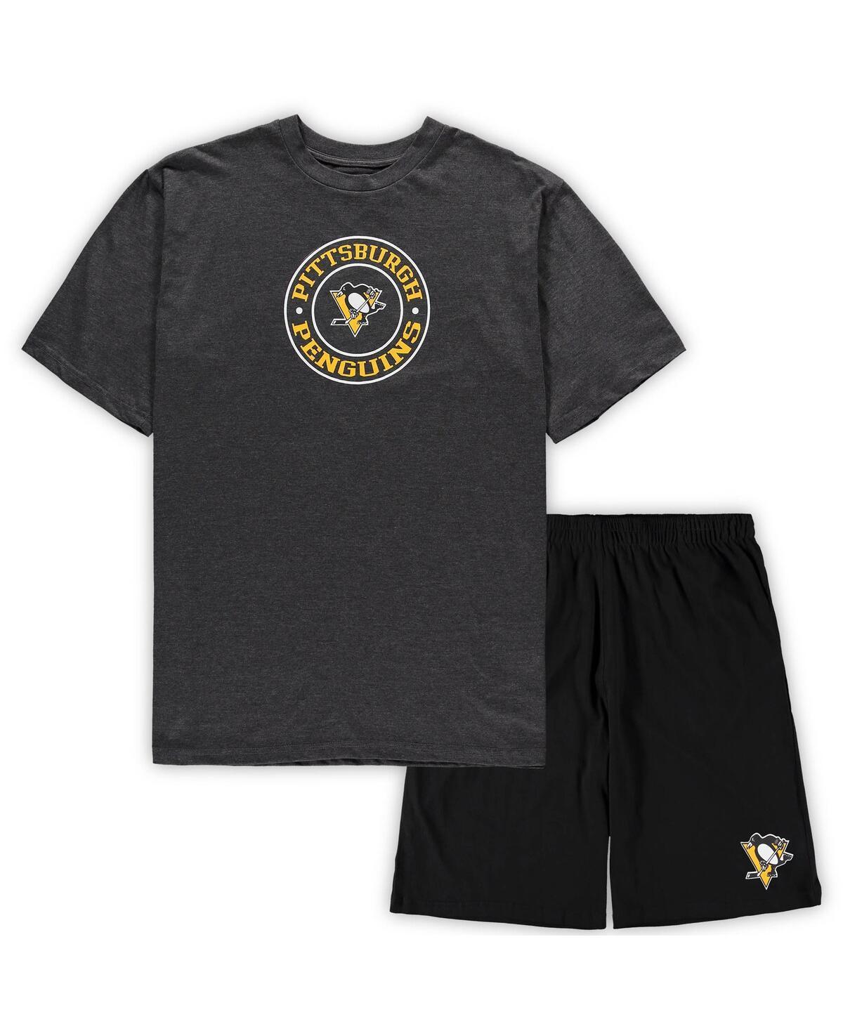 Men's Concepts Sport Black/Heathered Charcoal Pittsburgh Penguins Big & Tall T-Shirt & Shorts Sleep Set, Size: XLT Product Image