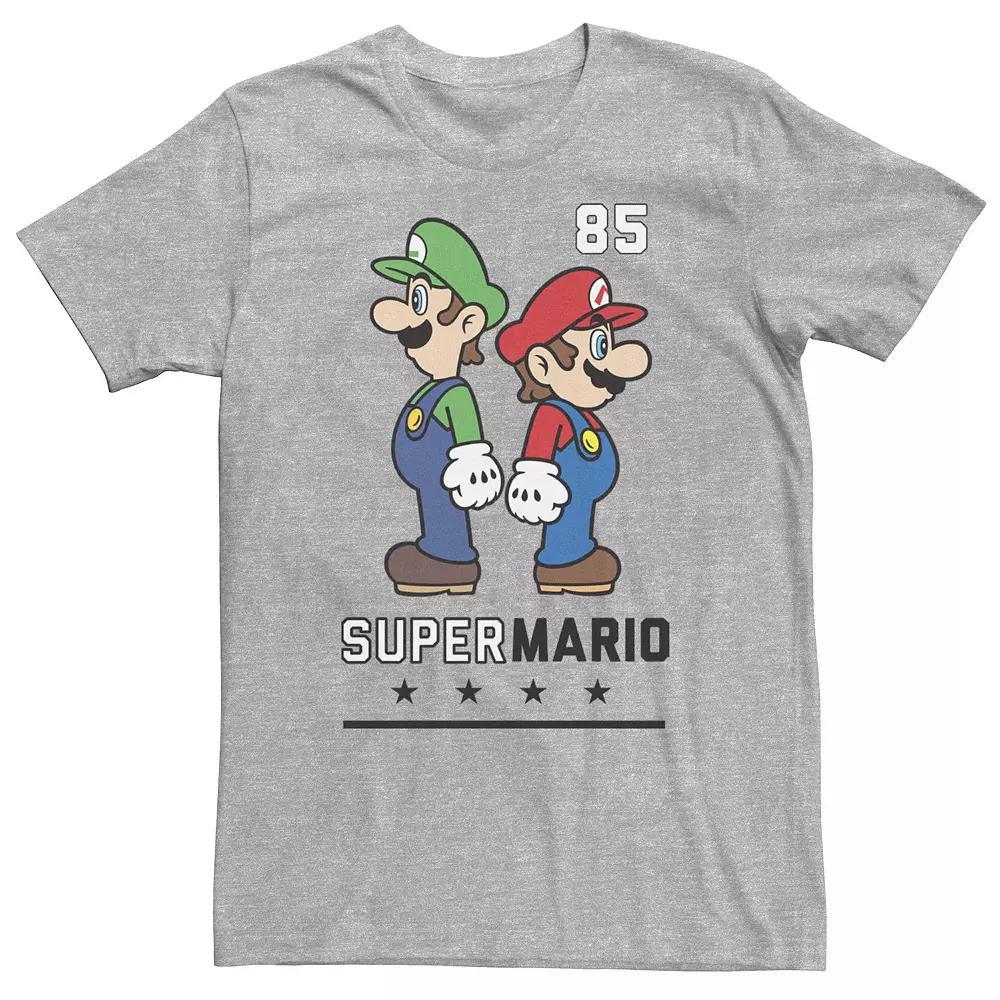 Big & Tall Nintendo Super Mario Brothers Back To Back Side Portrait Tee, Men's, Size: 3XL, Athletic Grey Product Image
