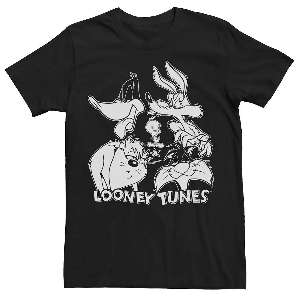 Men's Looney Tunes Looney Faces Black And White Big Face Tee, Size: 3XL Product Image