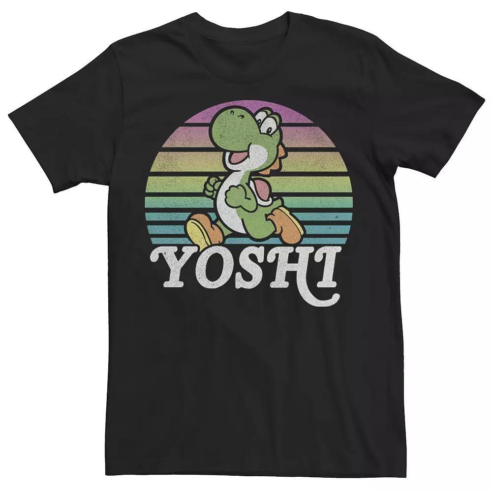 Men's Super Mario Yoshi Retro Line Run Portrait Tee, Size: Medium, Black Product Image