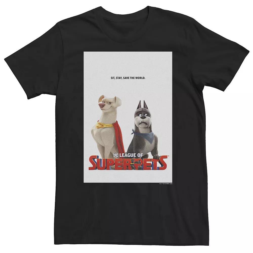 Big & Tall DC Comics Super Pets Krypto And Ace Poster Tee, Men's, Size: 4XL, Black Product Image