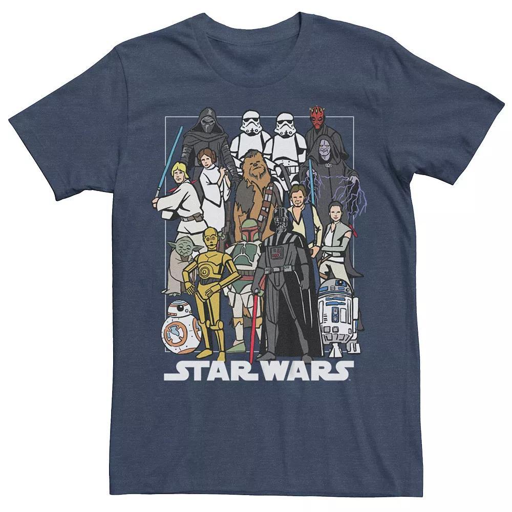 Men's Star Wars Group Characters Color Graphic Tee, Size: XXL, Navy Grey Product Image