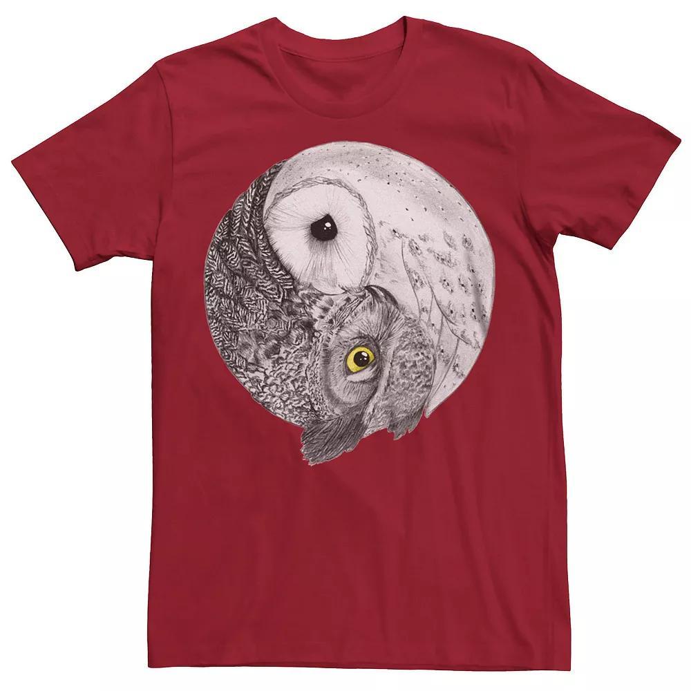 Men's Owls Yin Yang Symbol Graphic Tee, Size: Small, Red Product Image