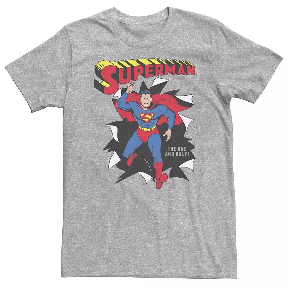 Big & Tall DC Comics Superman Through Wall Poster Tee, Men's, Size: Large Tall, Athletic Grey Product Image
