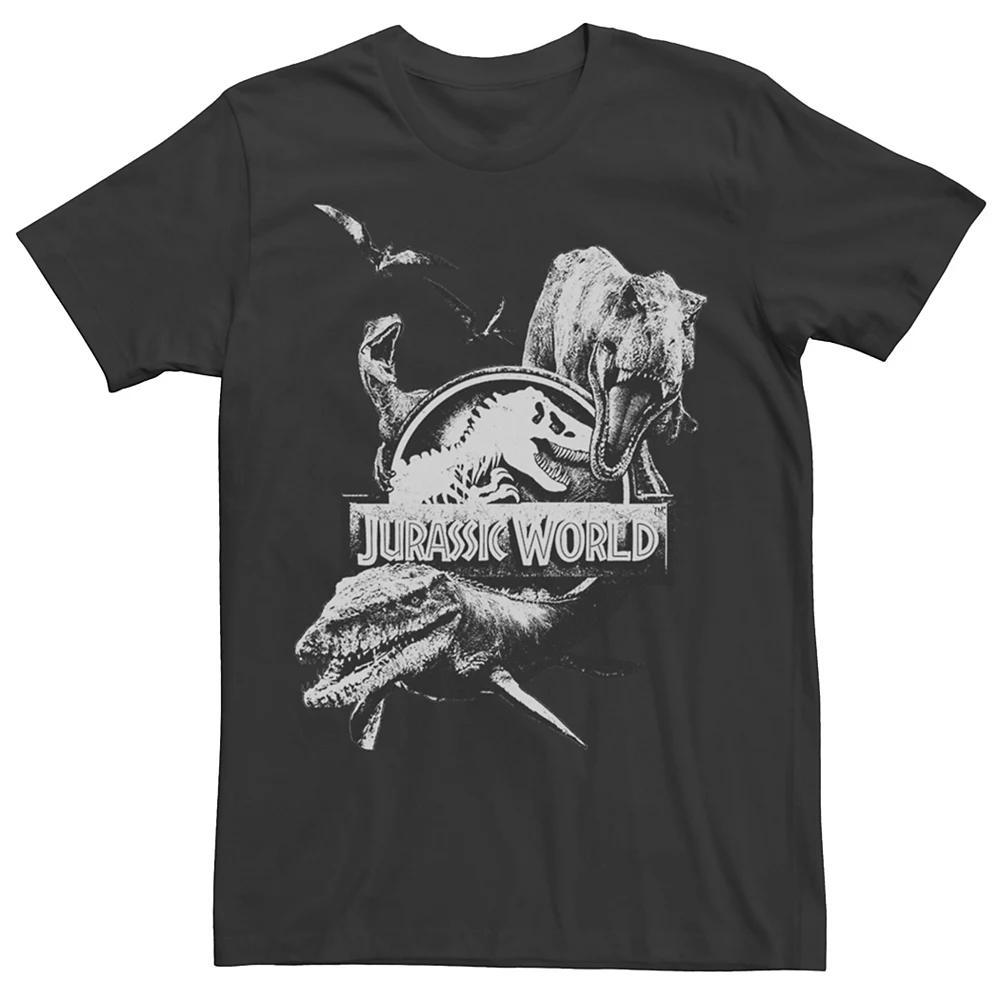 Men's Jurassic World Two Dino Collage Grunge Logo Tee, Size: Large, Black Product Image