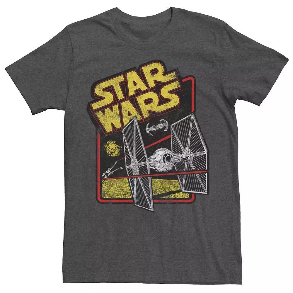 Men's Star Wars Fluorescent Retro Logo Tie Fighter Graphic Tee, Size: Small, Grey Heather Product Image