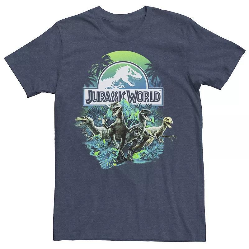 Men's Jurassic World Blue Green Jungle Velociraptor Attack Graphic Tee, Size: XXL, Black Product Image