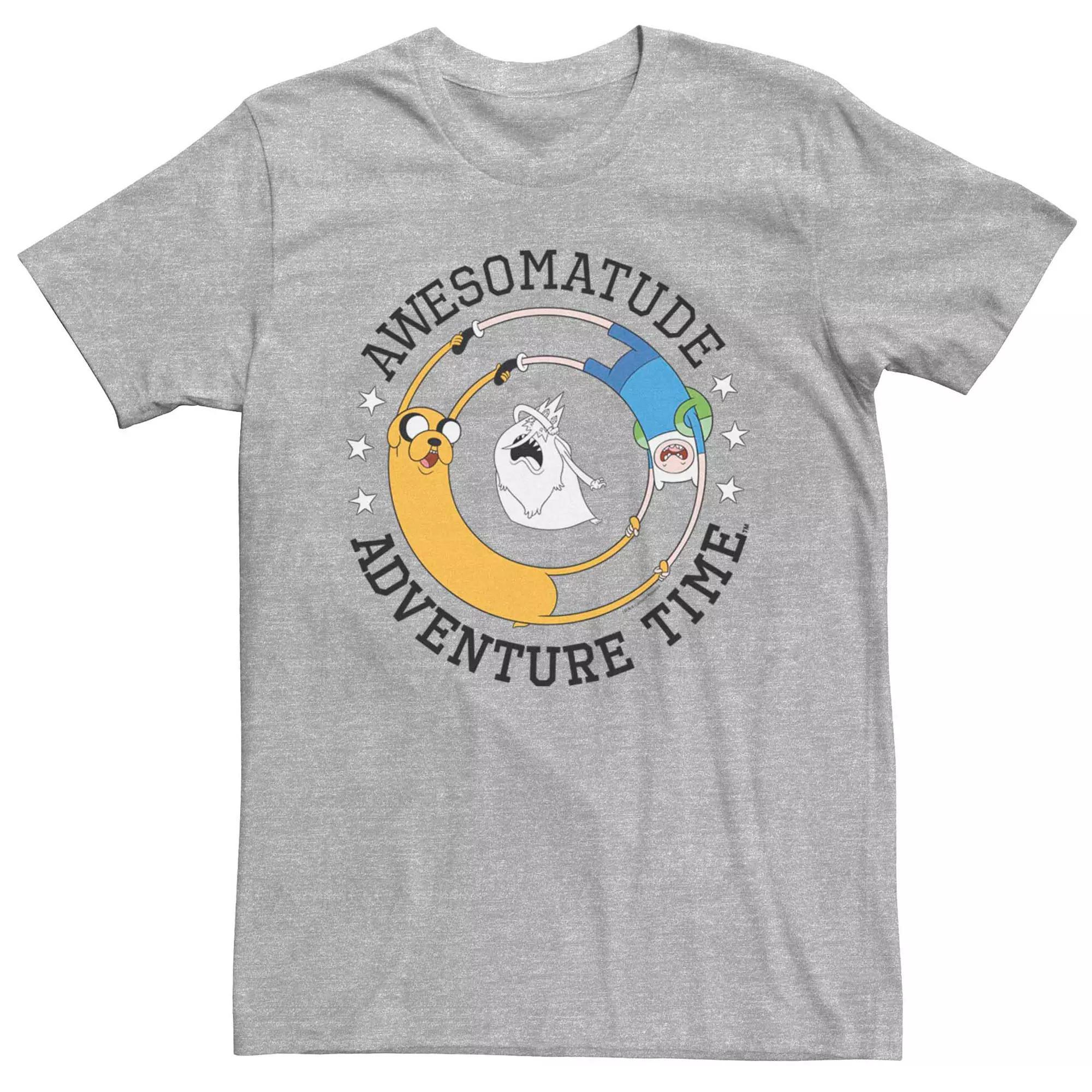 Men's Cartoon Network Adventure Time Jake And Finn Awesomatude Tee, Size: XL, Athletic Grey Product Image