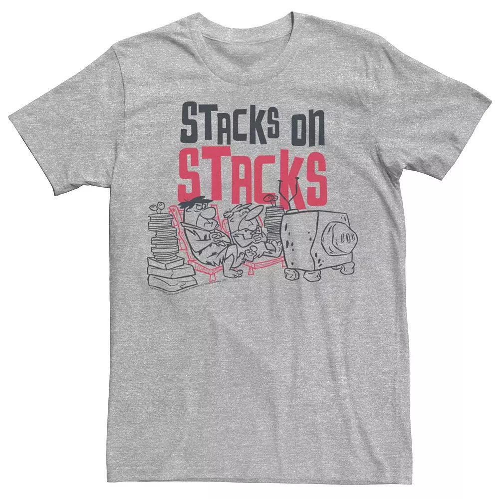 Men's The Flintstones Fred & Barney Stacks On Stacks Tee, Size: 3XL, Athletic Grey Product Image
